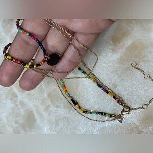 ALDO Gold-Tone Beaded Layer Necklace–New 16.5” 2.5” extension summer boho style